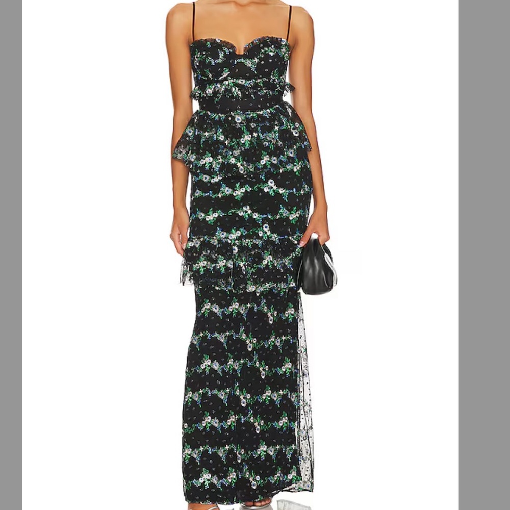 MAJORELLE Katarina Gown in Black Dot